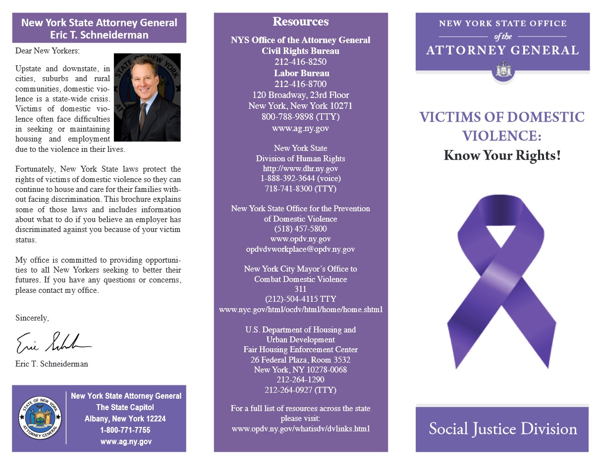 A G Schneiderman Issues “victims Of Domestic Violence Know Your
