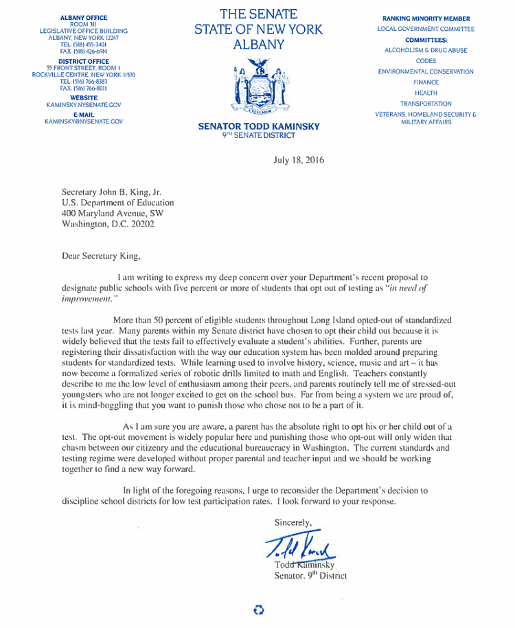 Opt Out Nys Test