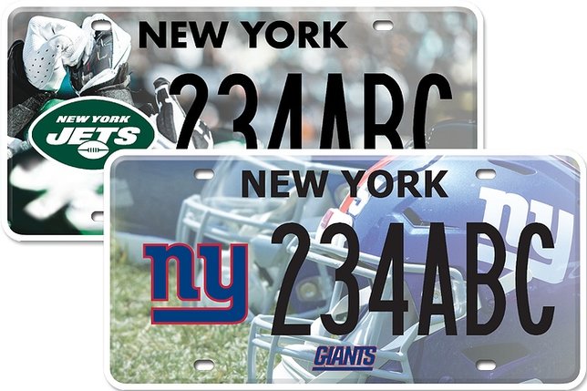 DMV Releases Redesigned NY Jets and NY Giants License Plates
