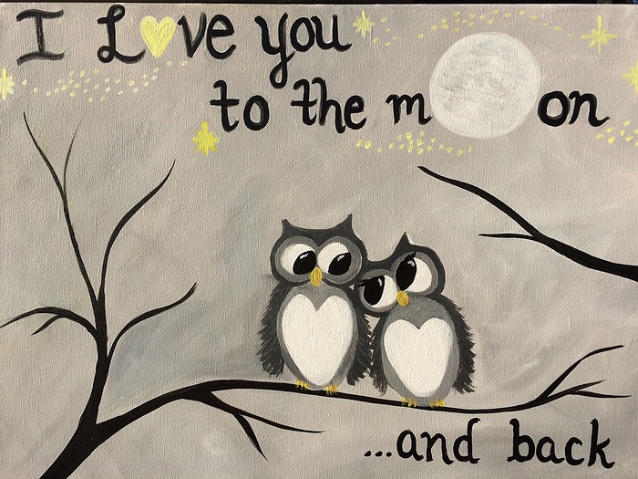 Paint Nite Owl Love You To The Moon Back