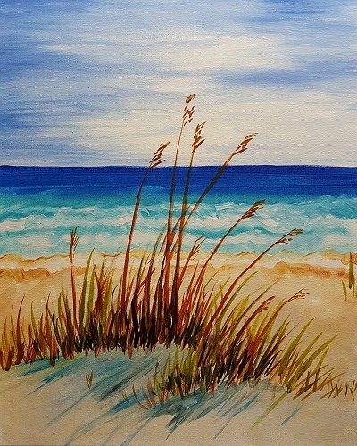 Paint Nite: Peaceful Beach Afternoon Easy Things To Paint On Canvas For Kids
