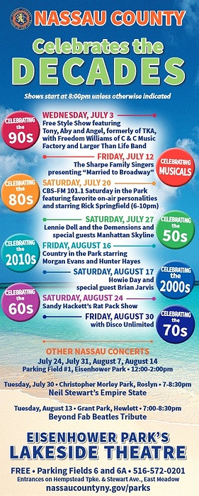 Lakeside Theatre at Eisenhower Park's 2019 Summer Concert Series