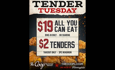 Karaoke + Tender Tuesday! $2 Tenders + $19 AYCE