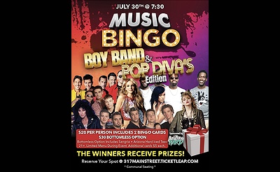 Boy Band & Pop Diva Music Bingo